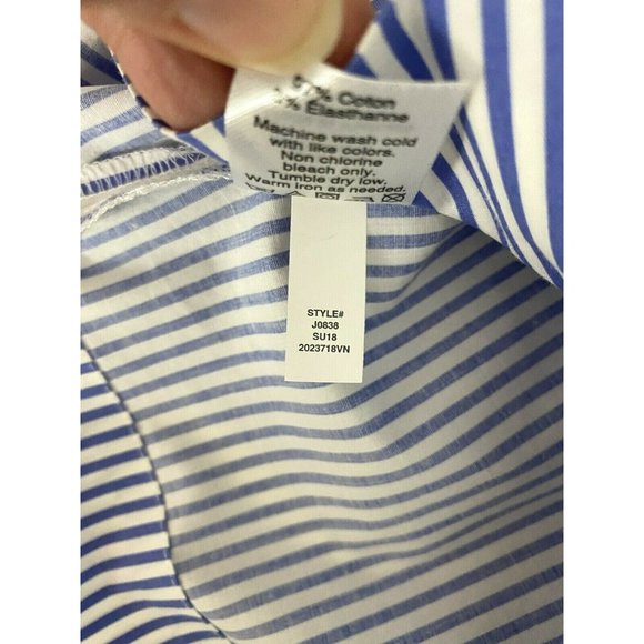 J. Crew Factory One Shoulder Top Stripe J0838 $54.50 Cotton Blend Blue White, 00 - Picture 12 of 12